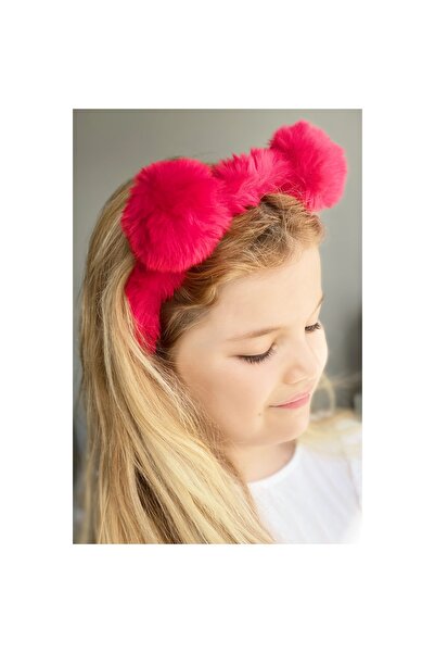 QUEEN AKSESUAR Coroană pentru copii cu pompon cu păr pufos de pluș, coroană c...