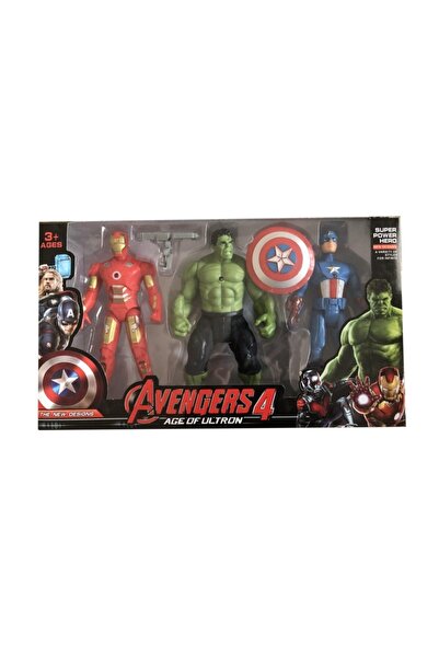 AVENGERS 4 Büyük Figür Seti 3 Lü Hulk Captain America Ironman