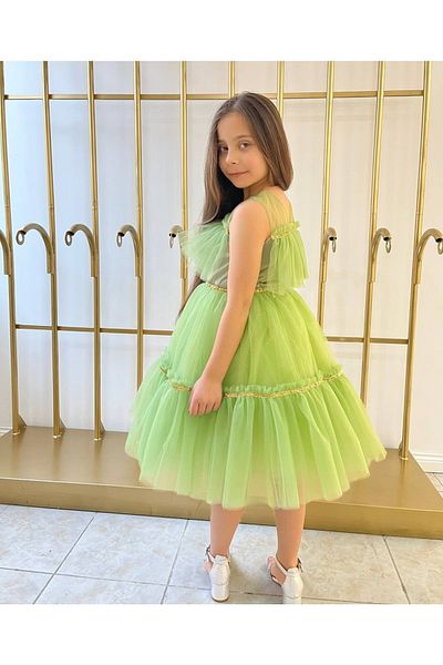 Sare Çocuk Giyim Παιδικό φόρεμα Princess Model με μανίκια από τούλι