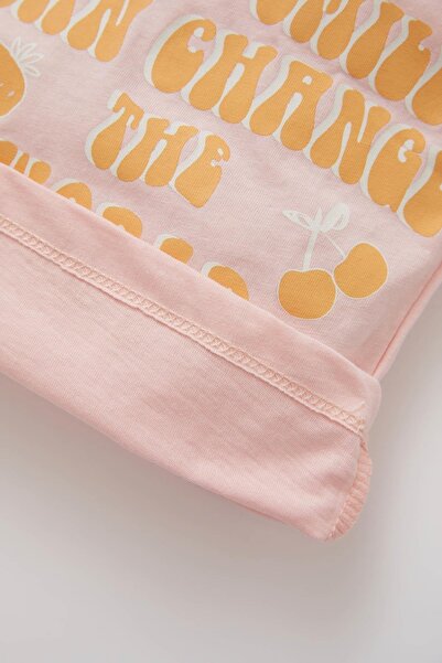 DeFacto Βαμβακερό κοντομάνικο μπλουζάκι Baby Girl Crew λαιμόκοψη