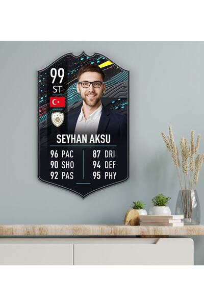 Bk Gift Kişiye Özel Ahşap Tablo Futbolcu Kartı-13