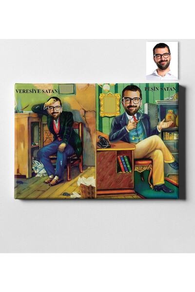 Bk Gift Kişiye Özel Veresiye Satan Peşin Satan Karikatür Kanvas Tablo (50 X 70 Cm.)