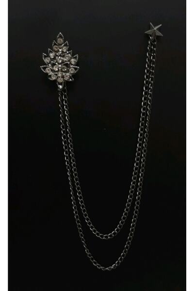 Ars Magic Box Yaprak Desenli Gümüş Ceket Aksesuarı