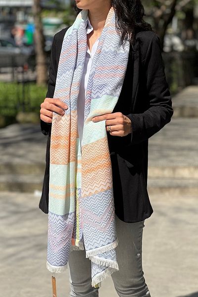 novon Zigzag Nude Design Rectangular Shawl