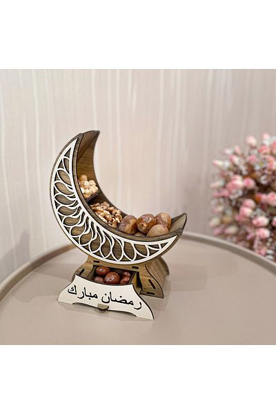Mingitav Crescent - Ramadan Bear Gift Decorative Presentation Bowl Date Turkish Delight Bowl Snack Bowl Candy Bowl