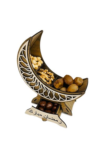 Mingitav Crescent - Ramadan Bear Gift Decorative Presentation Bowl Date Turkish Delight Bowl Snack Bowl Candy Bowl