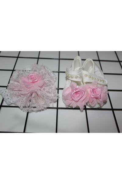Ponpon Baby Petite Kız Bebek Ayakkabı Patik Bandana Seti 0-6 Ay (KUTUSUZ)