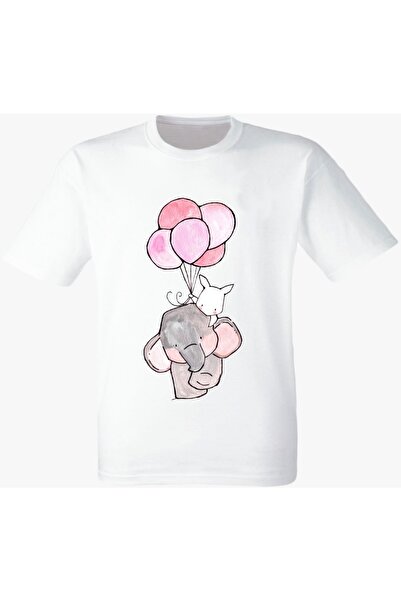 YAPO TİCARET Бяла тениска „Заек и слон“