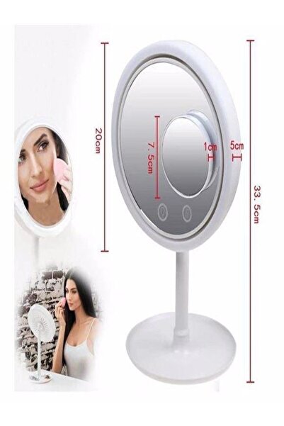 mrtbilisim Dokunmatik Led Işıklı Fanlı Profesyonel Makyaj Aynası Dekoratif Makyaj Aynası Led Işıklı Ve Fanlı