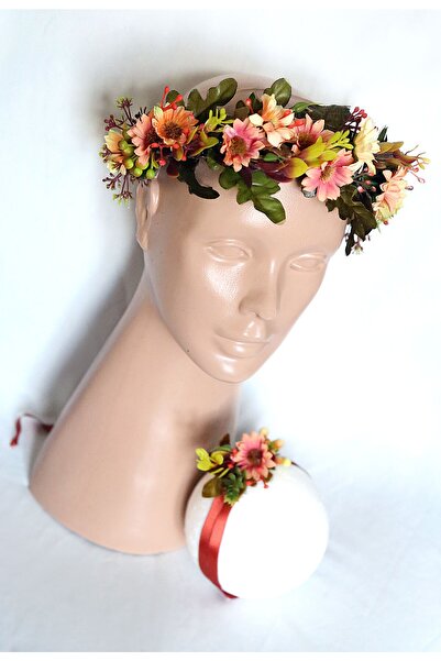 htk butik Çiçekli Taç, Anne Bebek Lohusa Tacı, Bebek Tacı, Bebek Saç Bandı, L...