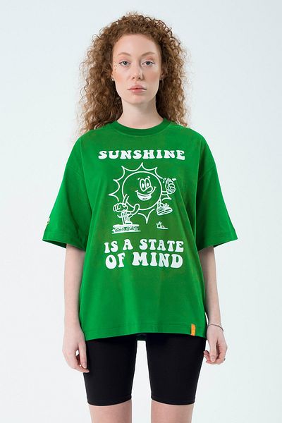 Eazy Co Eazy Green Sunshine Unisex Extra Oversize Printed Short Sleeve T-shirt
