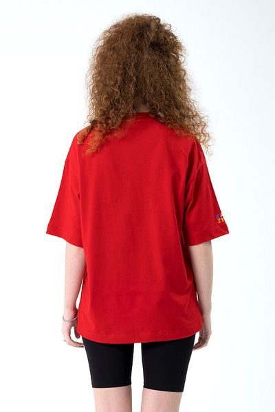 Eazy Co Tricou cu mânecă scurtă cu imprimeu extra oversize unisex Eazy Red Sunshine