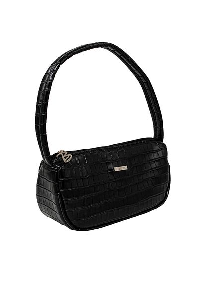 Bakras Geantă de umăr bagheta cu model crocodil negru