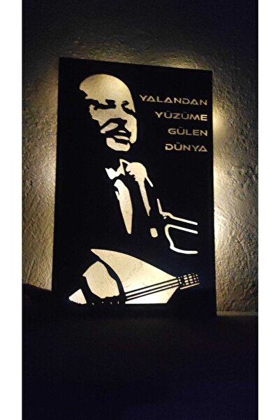 VERADİZAYN Neşet Ertaş Ledli 40 Cm Ahşap Tablo