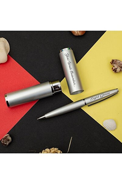 ZEFLAZER Isme Özel Silindir Kutulu Metal Lüx Tükenmez Kalem