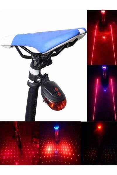 mrtbilisim Bisiklet Led Stop Lambası Lazer Şeritli Arka Stop 2 Farklı Lazer M...