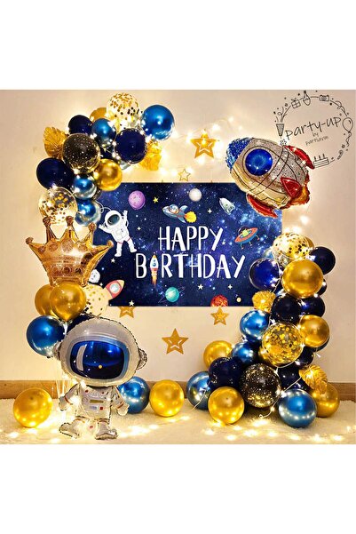 PARTİAVM Astronaut Balloon Chain Full Set with Fairy LED Lights and 7 Balloon...