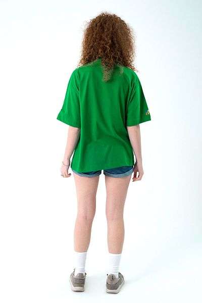 Eazy Co Eazy Green Eat Healthy Unisex Extra Oversize Printed Short Sleeve T-shirt