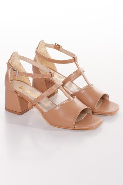 irmona Σανδάλια με τακούνι από δέρμα βιζόν (παπούτσια με παντόφλες)