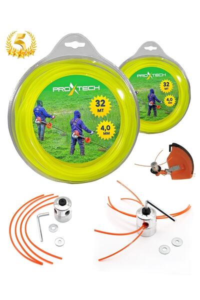 PROXTECH 6 Köşeli Altıgen misina 4,0 X 32 Metre + Universal Tırpan Başlığı Ör...