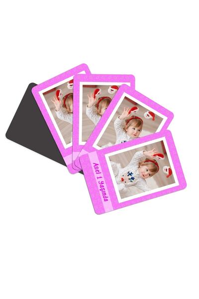 Genel Markalar Fotoğraflı İsimli Bebek Doğum Günü Magneti (16'Lı Paket) 6X9