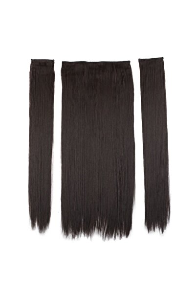 Marpessa Fiber Sentetik Düz Yarım Ay + 2 Yan Çıt Çıt - Kahverengi