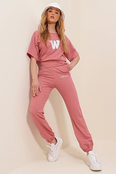Trend Alaçatı Stili Sweatsuit - Pink - Relaxed