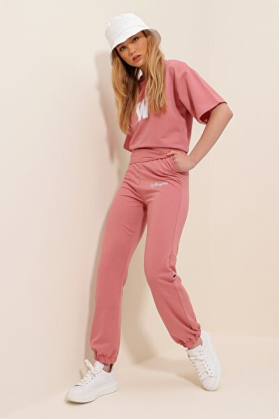 Trend Alaçatı Stili Trainingsanzug - Rosa - Relaxed