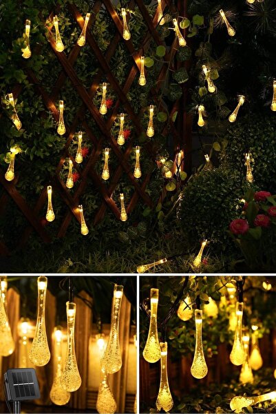 Technojet Solar 50 Ledli Su Damlası Model Sarı Renkli Güneş Enerjili Lamba Ba...