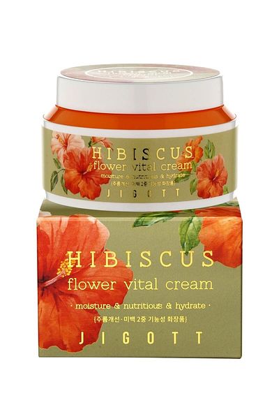 Jigott Flower Series 100 ml - Hibiscus Flower Extract, Moisturizing, Nourishing and Revitalizing Cream