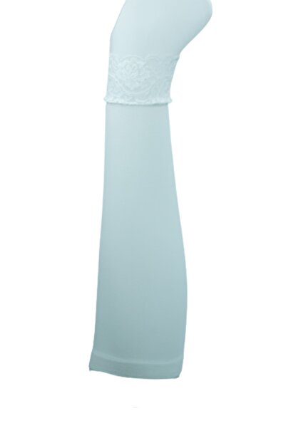 Bazz Plus Дамски бял ръкав за хиджаб с микро дантела и ръкав за молитва