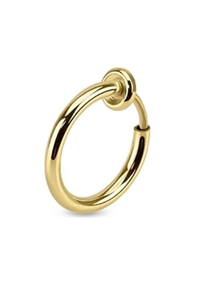 TREND COLLECTİON Unisex Gold Çelik Deliksiz Sıkıştırmalı Piercing Tragus Küpe