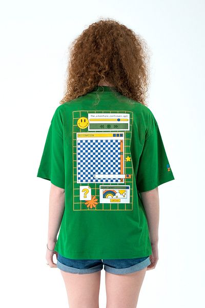 Eazy Co Eazy Green Adventure Unisex Extra Oversize εμπριμέ κοντομάνικο μπλουζάκι