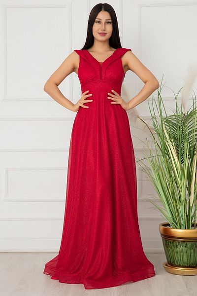 PULLIMM Rochie de seara lunga din tul cu sclipici 13280