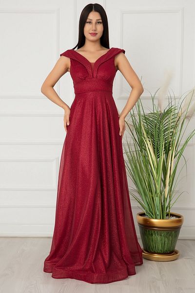 PULLIMM Rochie de seara lunga din tul cu sclipici 13280