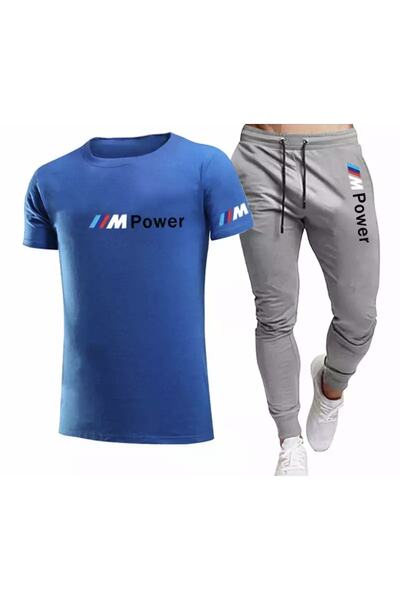 TROVE Set de trening pentru bărbați, ultraușor, supradimensionat, imprimat Bm...