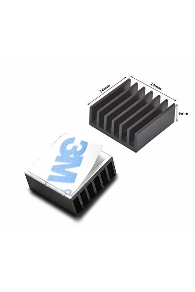 ROBİZ 14x14x6mm Aluminyum Soğutucu Siyah M3 Yapıştırma Etiketli Raspberry Xbo...