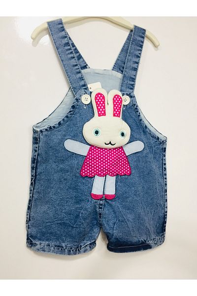 GÜNEŞ KİDS Girl's Denim Slippers with Rabbit Accessories