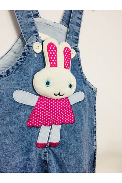 GÜNEŞ KİDS Girl's Denim Slippers with Rabbit Accessories