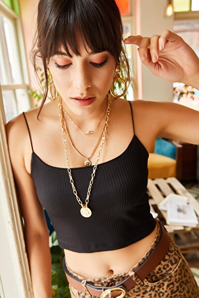 Olalook Dámská košilka s černým provazovým páskem Bustier BLZ-19000969