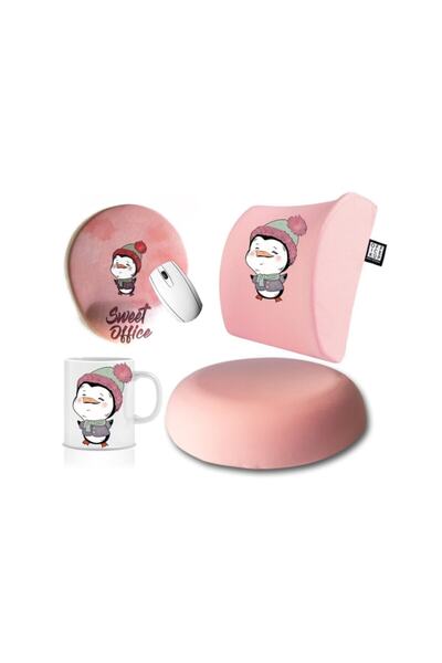 Officeküp Avantajlı 4'lü Ofis Seti: Visco Bel Yastığı Oturma Minderi Mousepad...