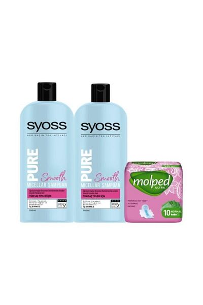 Syoss 550ml Pure Smooth Micellar Shampoo 2 Pack + Molped 16805-7668