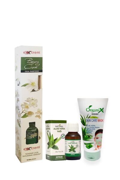 3'ü 1 Arada Yeşil Paket Oda Parfümü 50ml Aleovera yağı 50ml Maske 150ml 868114405001811