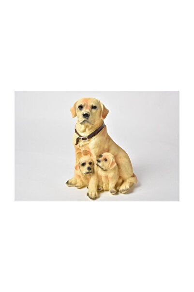 SETABIANCA 2 Yavrulu Büyük Sarı Köpek Biblo 29*21 cm