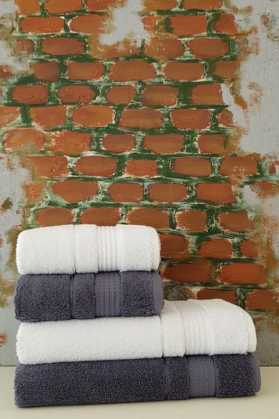 Özdilek Trendy 4 Piece Bath Towel Set - White Dark Gray