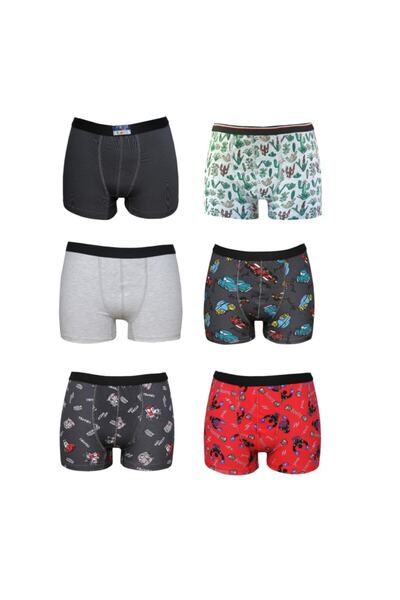 BY METEKS Boxer pentru băiat, cu model, 6 piese, set de 6 piese, boxer din bumbac lycra Don Chiloți Lenjerie de corp pentru copii