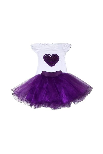 Nisu Tasarım Purple Heart T-Shirt - Purple Lining Tutu Skirt Set