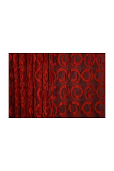 AKÇA TEKSTİL Vakko Model Red Color Rope Curtain Ready-made Buttons Sewn Rope Curtain 300*270 Cm