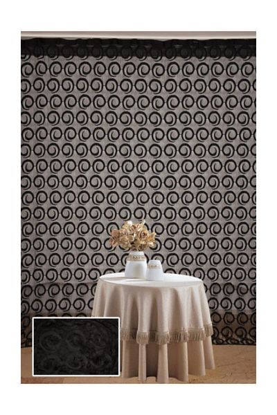 AKÇA TEKSTİL Vakko Model Black Color Rope Curtain Ready Buttons Sewn Rope Curtain 300*270 Cm
