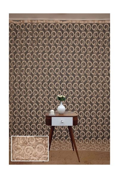 AKÇA TEKSTİL Vakko Model Mink Color Rope Curtain Ready Made Buttons Sewn Rope Curtain 300*270 Cm